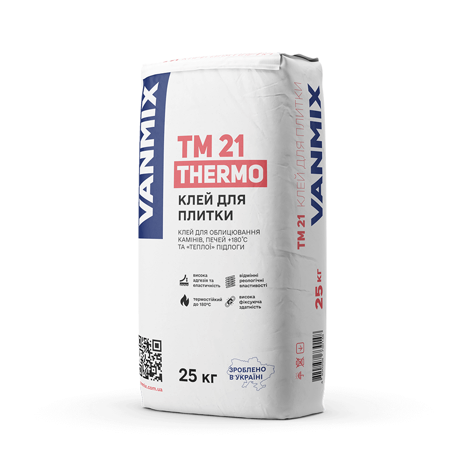 Adhesive mixture for facing fireplaces, stoves and "warm" floors — TM 21 THERMO